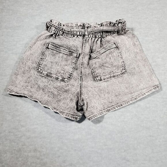 Ava & Viv Shorts Womens 14 Gray Denim Paper Bag Jean High Rise Waist Belt Preppy - Picture 7 of 8